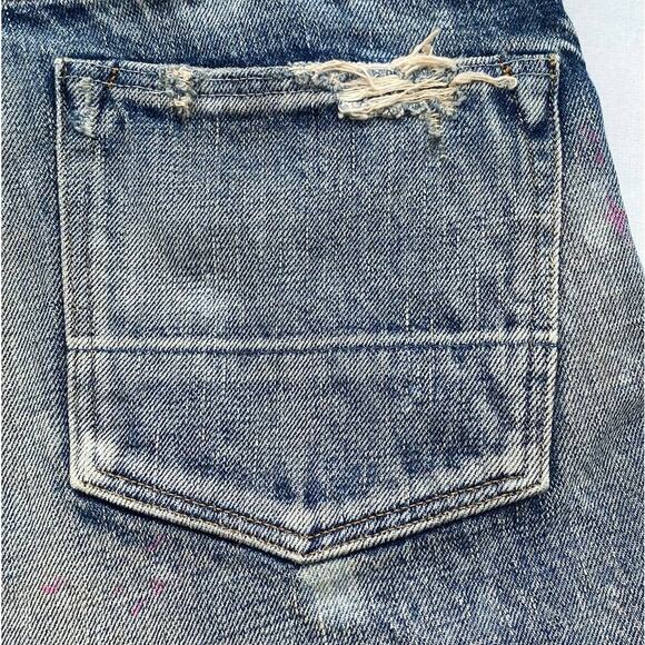 New Fabric Brand & Co Dirty Wash Selvedge Distressed Jean Denim Mini Skirt 29/34 - Picture 13 of 16